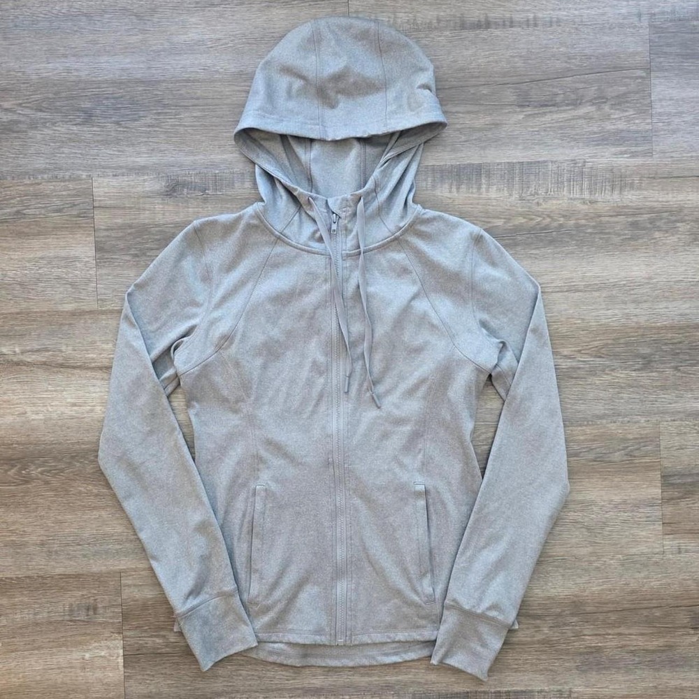 Grey Zip Hooded Athletic Jacket. Size Medium <3